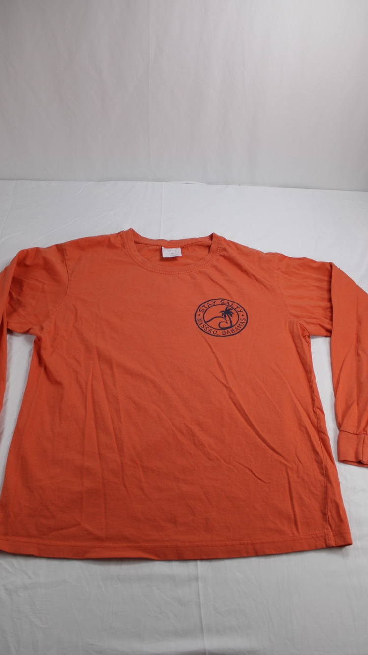 Southern Spirit Womens M Orange Stay Salty Nassau Bahamas Long Sleeve Shirt
